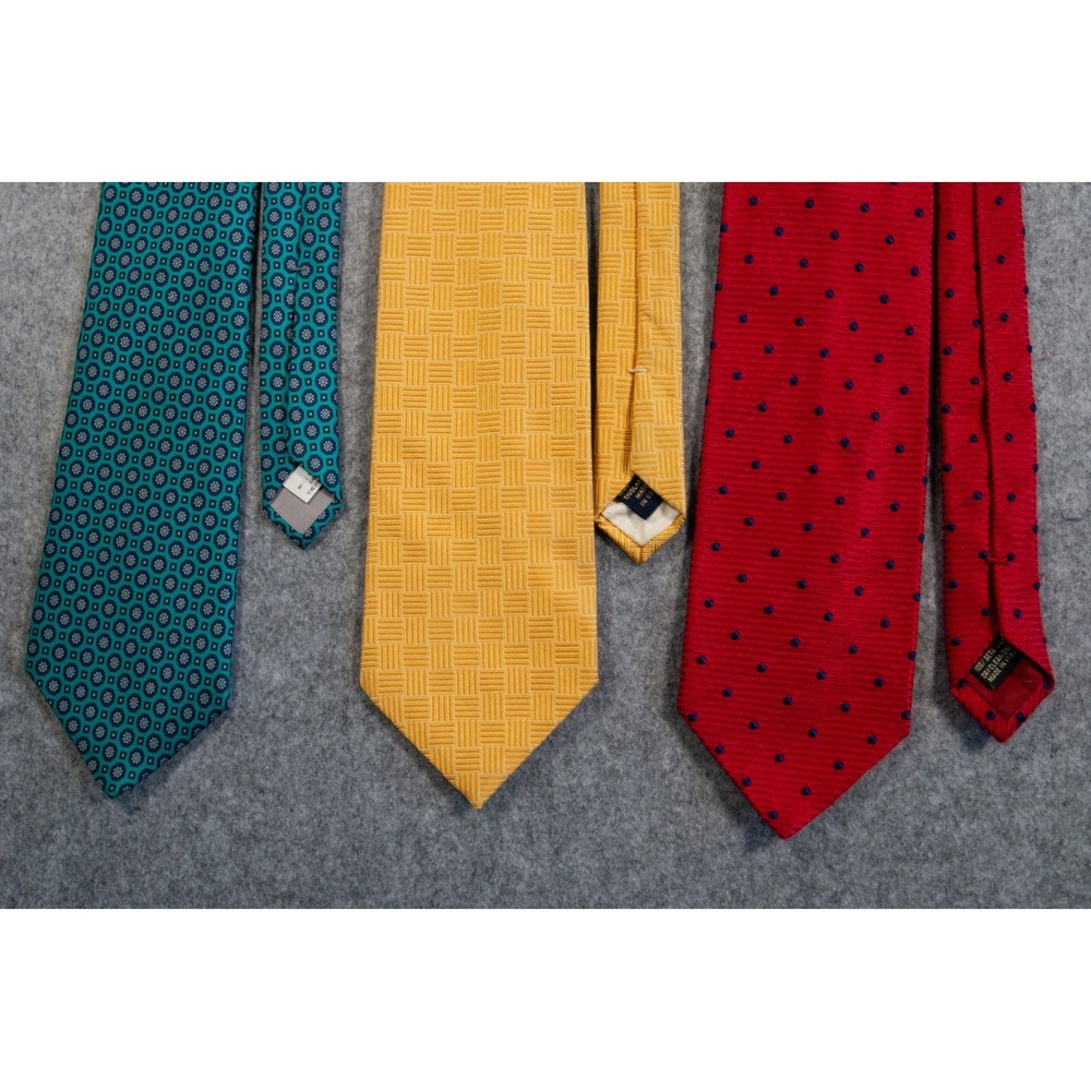 3 pc Luxury Men's Silk Tie Lot Brooks Brothers Mario Valentino Villa Ponti